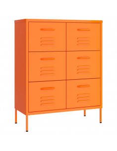 Cassettiera Arancione 80x35x101,5 cm in Acciaio 2