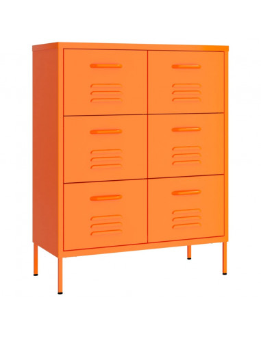 Cassettiera Arancione 80x35x101,5 cm in Acciaio