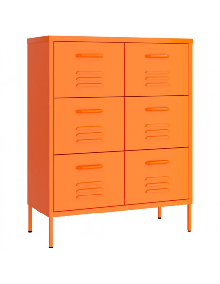 Cassettiera Arancione 80x35x101,5 cm in Acciaio