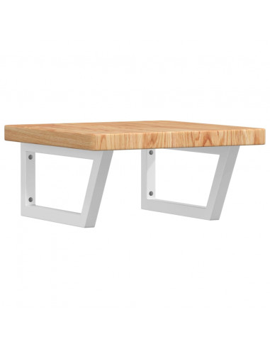 Ripiano a Parete per Lavabo in Acciaio e Massello di Rovere