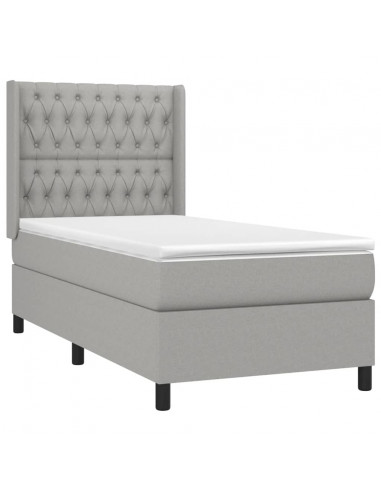 Giroletto a Molle con Materasso Grigio Chiaro 90x200 cm Tessuto