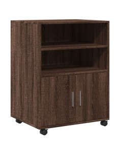 Armadietto con Ruote Rovere Marrone 60x48x81 cm in Truciolato 2