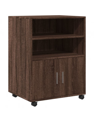 Armadietto con Ruote Rovere Marrone 60x48x81 cm in Truciolato