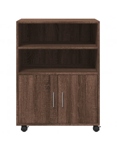 Armadietto con Ruote Rovere Marrone 60x48x81 cm in Truciolato
