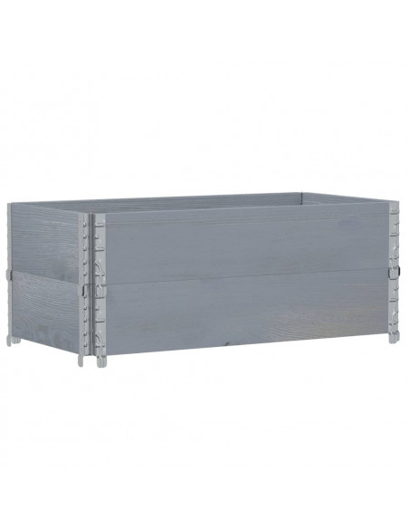 Paretali per Pallet 2pz Grigi 100x50cm Legno Massello di Pino