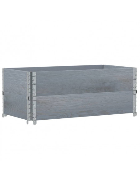 Paretali per Pallet 2pz Grigi 100x50cm Legno Massello di Pino