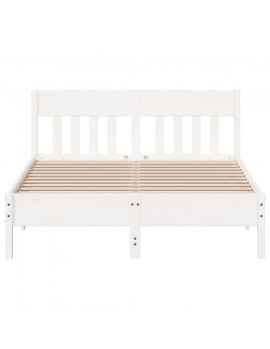 Giroletto con Testiera Bianco 160x200 cm Legno Massello di Pino