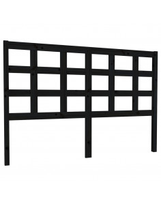 Testiera per Letto Nera 145,5x4x100cm in Legno Massello di Pino 2