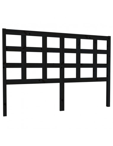 Testiera per Letto Nera 145,5x4x100cm in Legno Massello di Pino