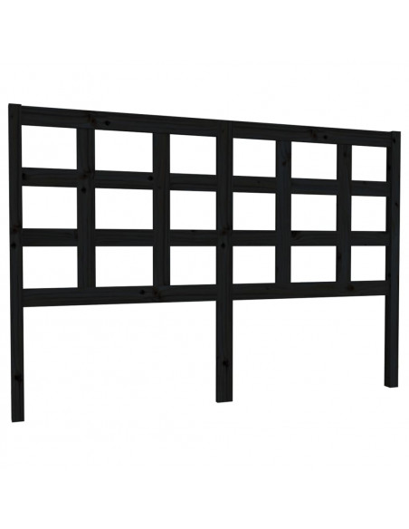 Testiera per Letto Nera 145,5x4x100cm in Legno Massello di Pino
