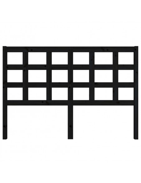 Testiera per Letto Nera 145,5x4x100cm in Legno Massello di Pino