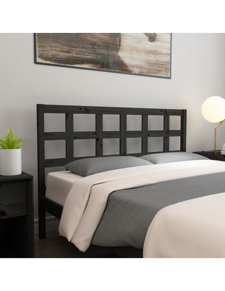 Testiera per Letto Nera 145,5x4x100cm in Legno Massello di Pino