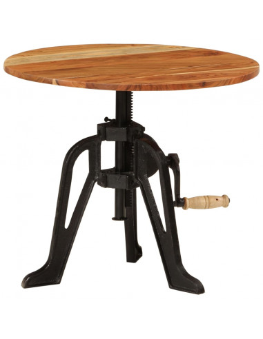 Tavolino 60x(42-62) cm in Legno Massello di Acacia e Ghisa