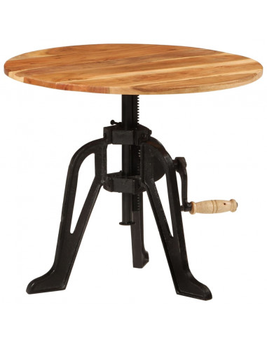 Tavolino 60x(42-62) cm in Legno Massello di Acacia e Ghisa