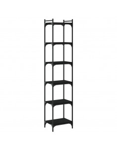 Libreria a 6 Ripiani Nera 40x30x188 cm in Legno Multistrato 2