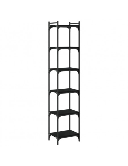 Libreria a 6 Ripiani Nera 40x30x188 cm in Legno Multistrato