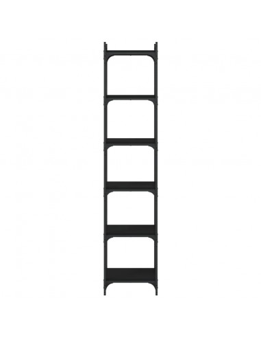 Libreria a 6 Ripiani Nera 40x30x188 cm in Legno Multistrato