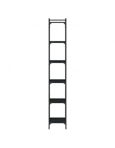 Libreria a 6 Ripiani Nera 40x30x188 cm in Legno Multistrato