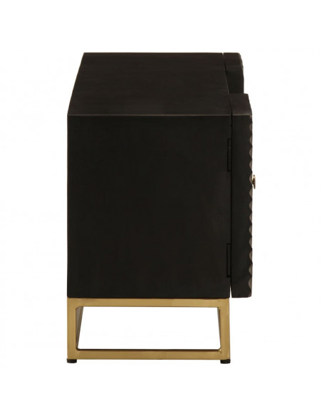 Mobile TV Nero 110x30x40 cm in Legno Massello di Mango e Ferro