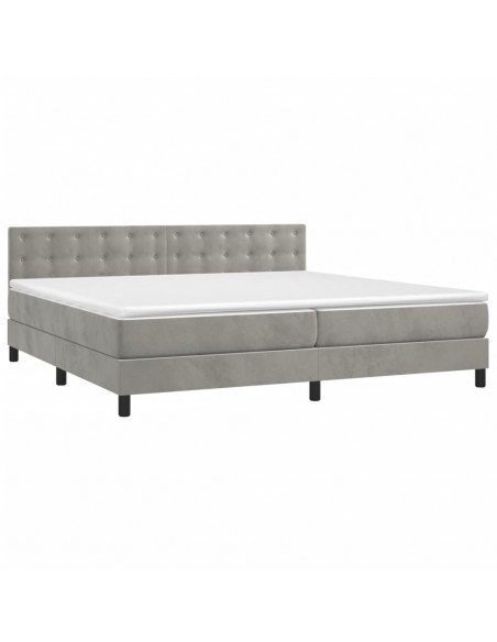 Letto a Molle Materasso e LED Grigio Chiaro 200x200 cm Velluto