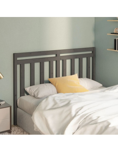 Testiera per Letto Grigia 146x4x100 cm Legno Massello di Pino