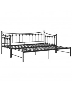 Telaio Divano Letto Estraibile Nero in Metallo 90x200 cm 2