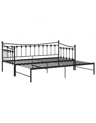 Telaio Divano Letto Estraibile Nero in Metallo 90x200 cm
