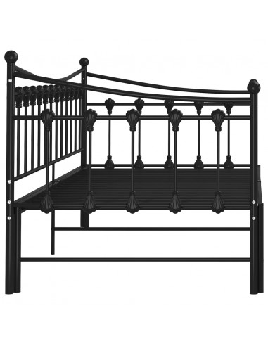 Telaio Divano Letto Estraibile Nero in Metallo 90x200 cm