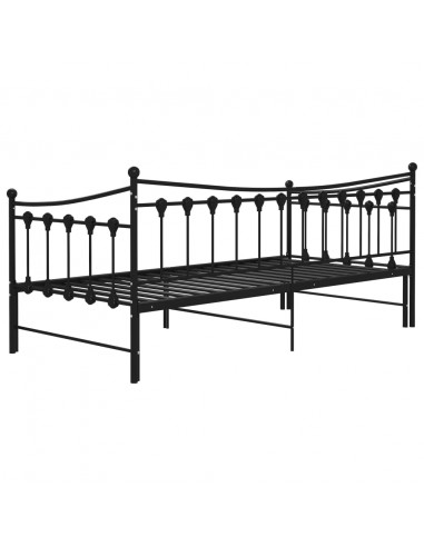 Telaio Divano Letto Estraibile Nero in Metallo 90x200 cm