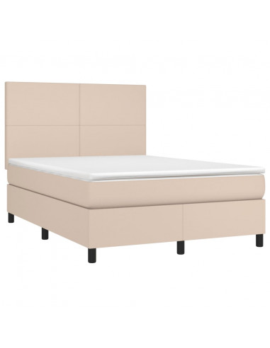 Giroletto Molle Materasso e LED Cappuccino 140x190cm Similpelle