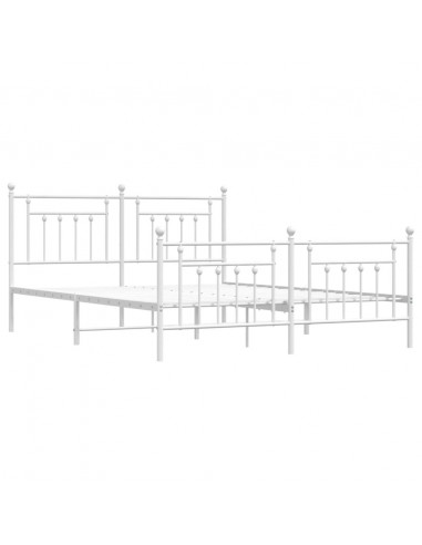 Giroletto con Testiera e Pediera Metallo Bianco 180x200 cm