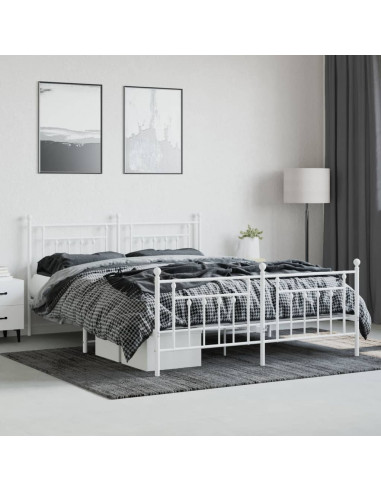 Giroletto con Testiera e Pediera Metallo Bianco 180x200 cm