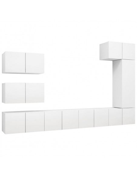 Set Mobili Porta TV 8 pz Bianco in Legno Multistrato