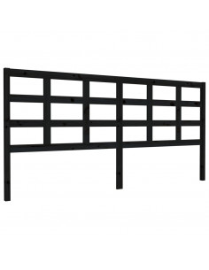Testiera per Letto Nera 205,5x4x100cm in Legno Massello di Pino 2
