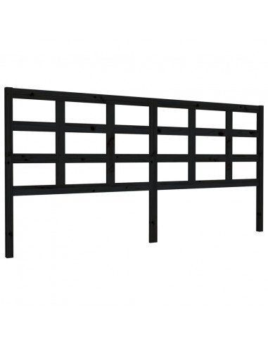 Testiera per Letto Nera 205,5x4x100cm in Legno Massello di Pino