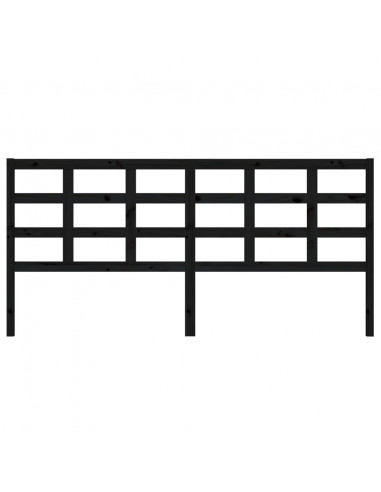 Testiera per Letto Nera 205,5x4x100cm in Legno Massello di Pino