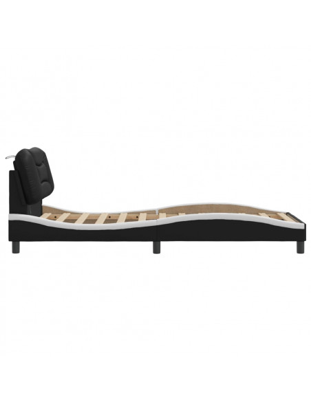 Giroletto con Luci LED Nero e Bianco 90x200 cm in Similpelle