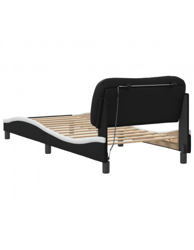 Giroletto con Luci LED Nero e Bianco 90x200 cm in Similpelle