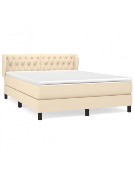 Giroletto a Molle con Materasso Crema 140x19 cm in Tessuto