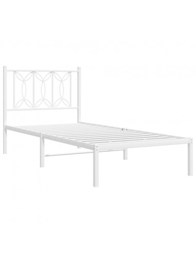 Giroletto con Testiera Metallo Bianco 90x200 cm