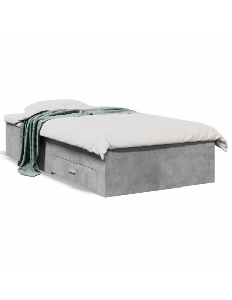 Giroletto Cassetti Grigio Cemento 90x200 cm Legno Multistrato