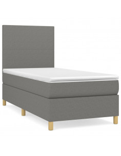 Giroletto a Molle con Materasso Grigio Scuro 90x200 cm Tessuto 2