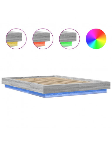 Giroletto Luci LED Grigio Sonoma 120x200 cm Legno Multistrato