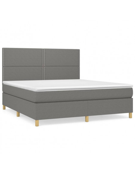 Giroletto a Molle con Materasso Grigio Scuro 180x200 cm Tessuto