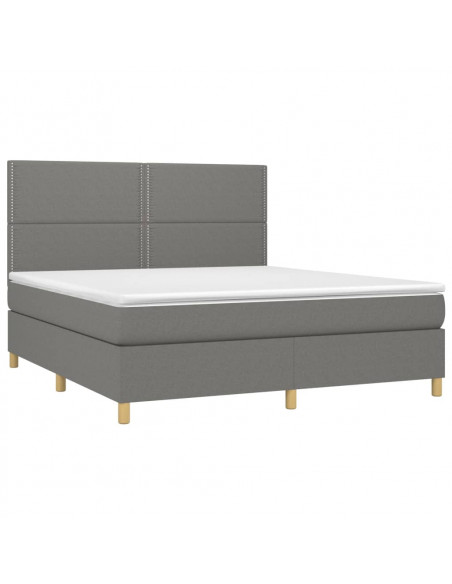 Giroletto a Molle con Materasso Grigio Scuro 180x200 cm Tessuto
