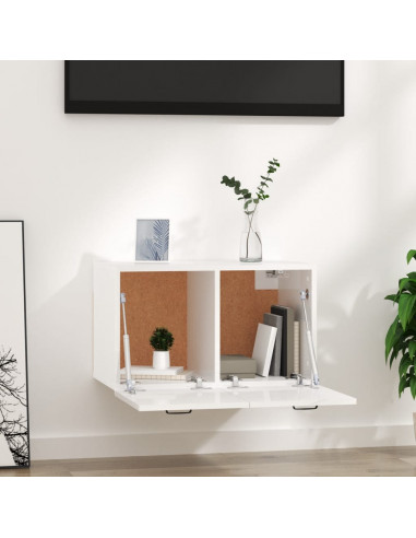 Armadietto a Muro Bianco Lucido 60x36,5x35 cm Legno Multistrato