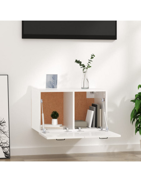 Armadietto a Muro Bianco Lucido 60x36,5x35 cm Legno Multistrato