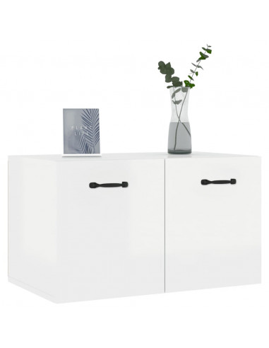 Armadietto a Muro Bianco Lucido 60x36,5x35 cm Legno Multistrato