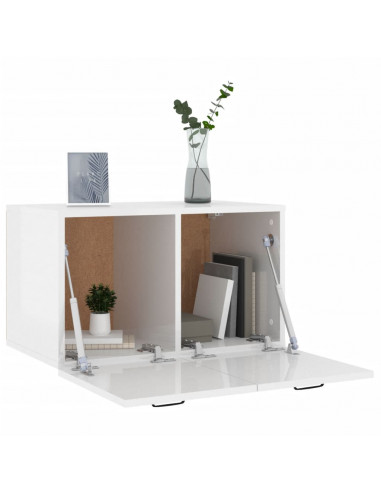Armadietto a Muro Bianco Lucido 60x36,5x35 cm Legno Multistrato