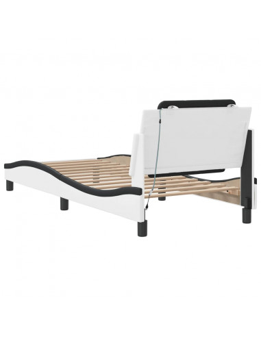 Giroletto con Luci LED Bianco e Nero 80x200 cm in Similpelle